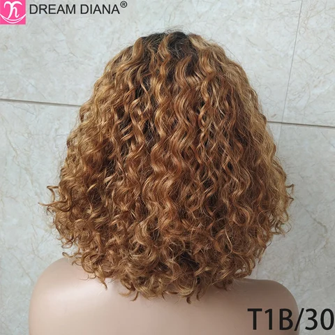 Волнистые малайзийские вьющиеся волосы DreamDiana на сетке спереди, 10 А, плотность 150%, 13X4, безклеевые, с эффектом омбре, вьющиеся, на сетке спереди, парики с полной головой