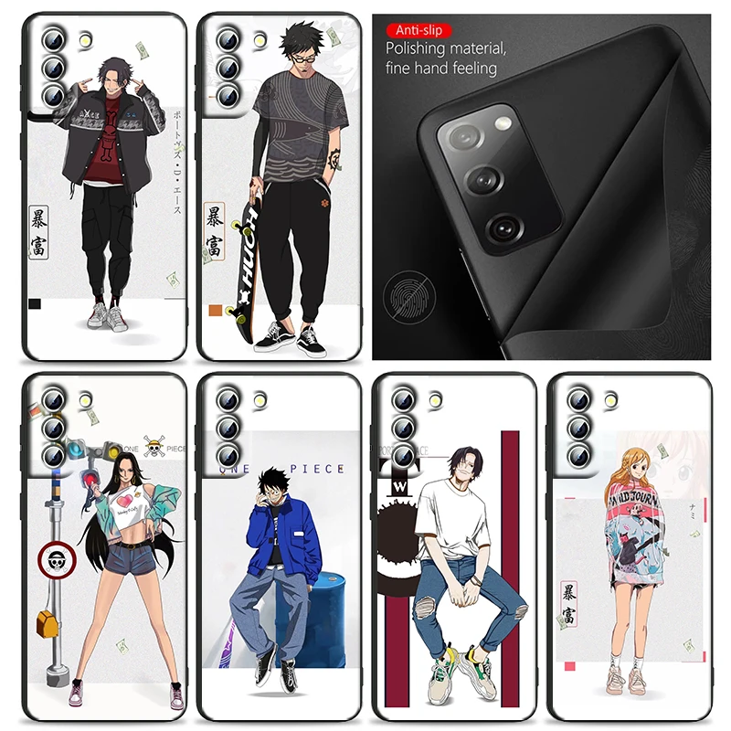 

One Piece Fashion Trend Luffy Phone Case For Samsung S22 S21 S20 Ultra FE S10 S9 S8 Plus 4G 5G S10 Edge Silicone TPU Cover