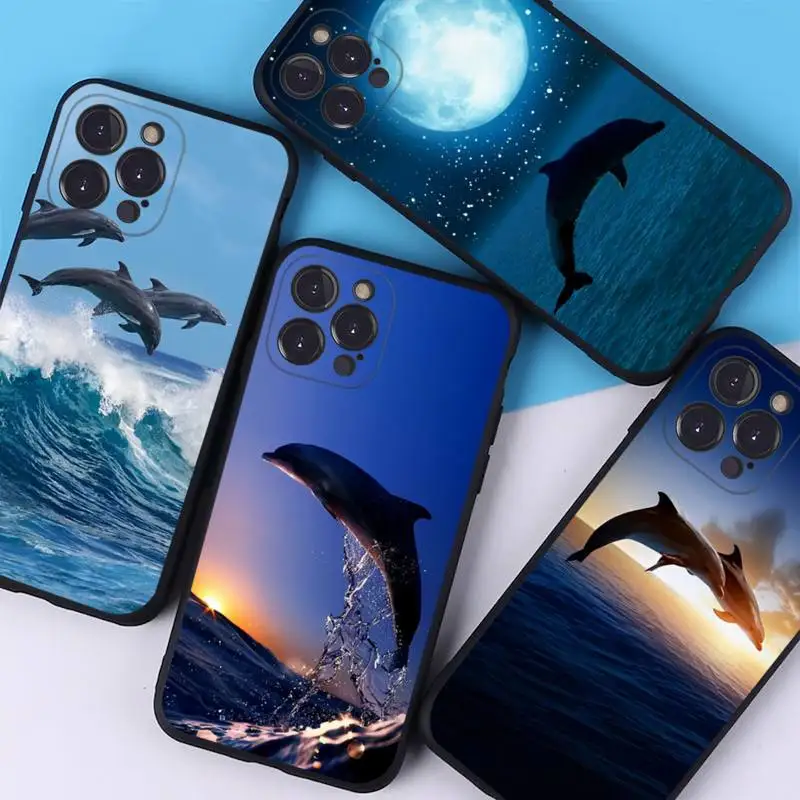 

Cute Dolphin Animal Phone Case For iPhone 6 7 8 Plus 11 12 13 14 Pro SE 2020 MAX Mini X XS XR Back Funda Cover