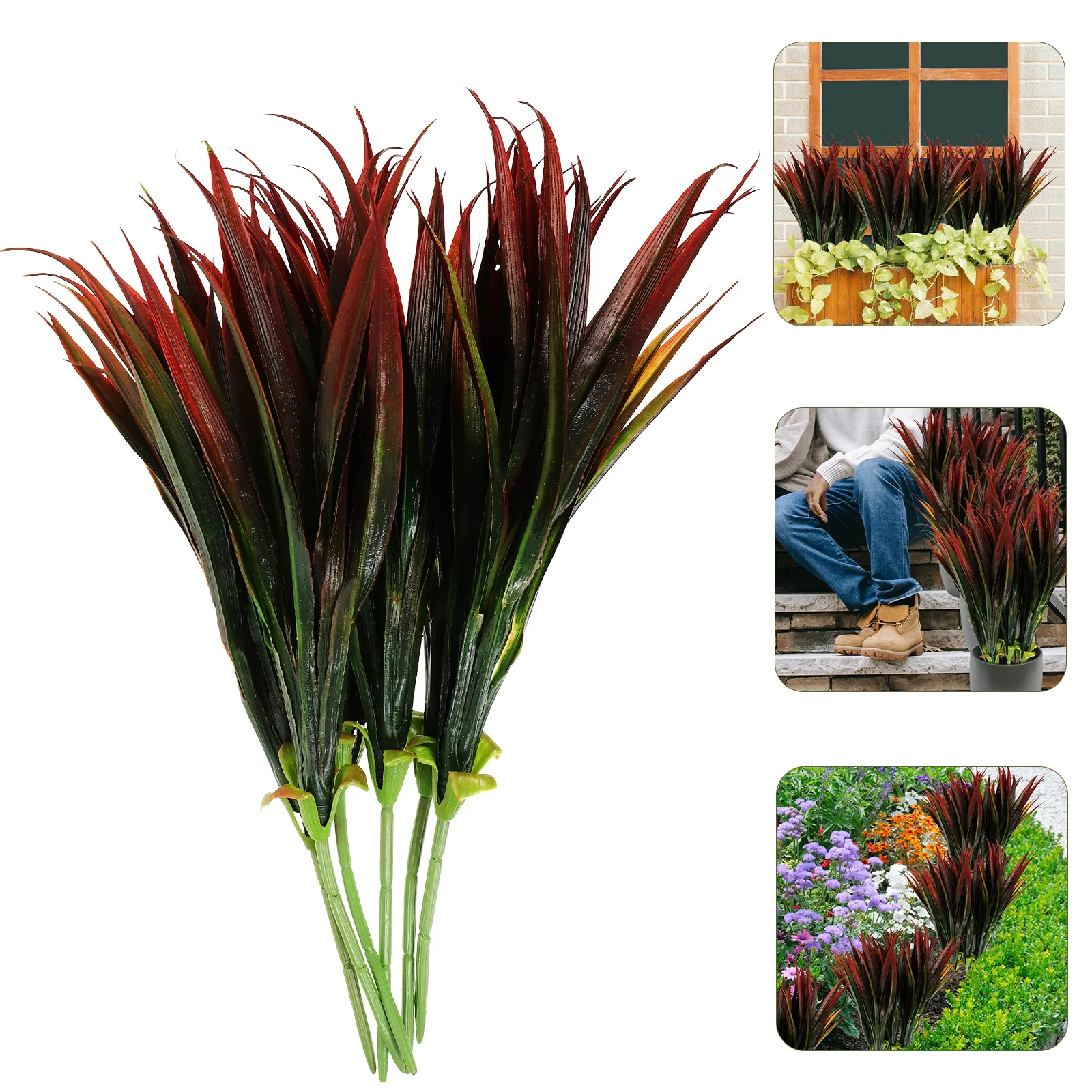 

6pcs Artificial Plastic Decoration Outdoor Fake Greenery Bush Decor Household Fake Decoration