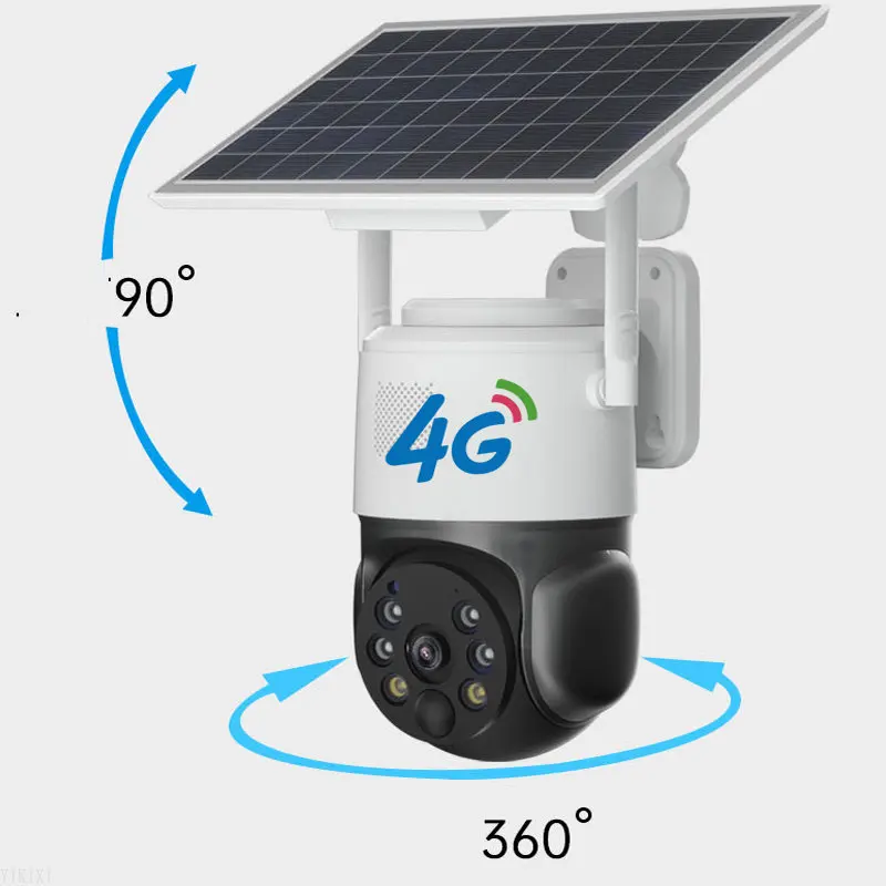 Скидка Беспроводная уличная камера видеонаблюдения на солнечной батарее, 4g, Wi-Fi, 360 Ptz