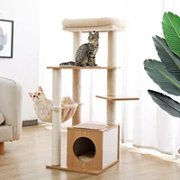 NEW2022 Modern Cat Tree Cat Climbing Tower with Sisal Scratching Posts Luxury Large Hammock Condo and Top Perch with Playing Bal