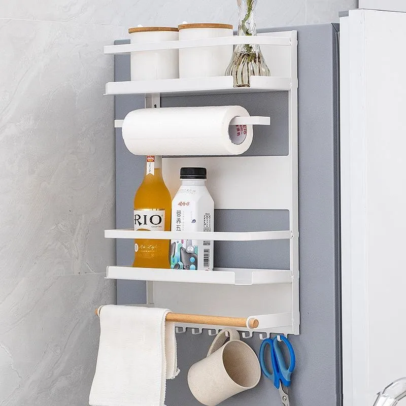 

Organizer Decorative Spice Rack Shelf Rack Metal Fridge Paper Magnet Kitchen Holder Roll Towel Hang Storage Magnetic Shelf