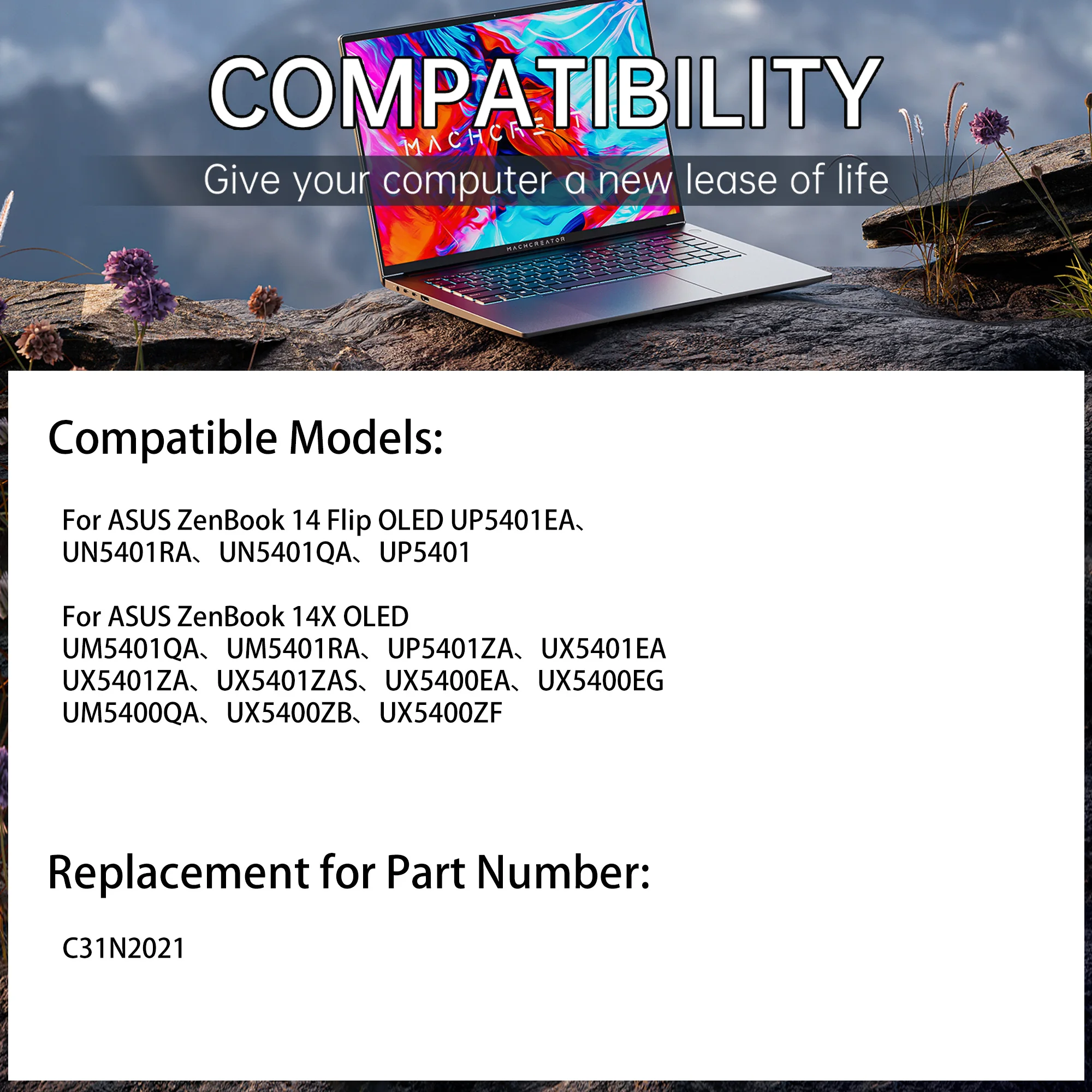 Фото Аккумулятор для ноутбука LOLG C31N2021 для ASUS ZenBook 14X OLED Flip OLED UM5401QA UX5401EA UP5401EA UX5400EA UM5401 UX5401 UX5400 №5