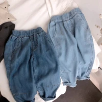 baby boys loose cargo jeans toddler kids korean style casual solid thin jeans spring summer childrens denim pants for boy 6 7 8