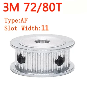 AF Type HTD 3M72T 3M80T Timing Belt Pulley Aluminium Synchronous Timing Pulleys Bore 8/15/16/17/20/22/25/40mm Groove Width 11mm
