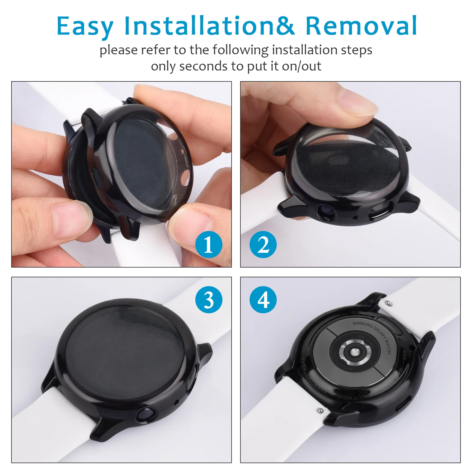 Case for Samsung Galaxy Watch Active 2 44mm 40mm Screen Protector with Film Soft Cover Case for Active 2 40mm 44mm Bumper Cover