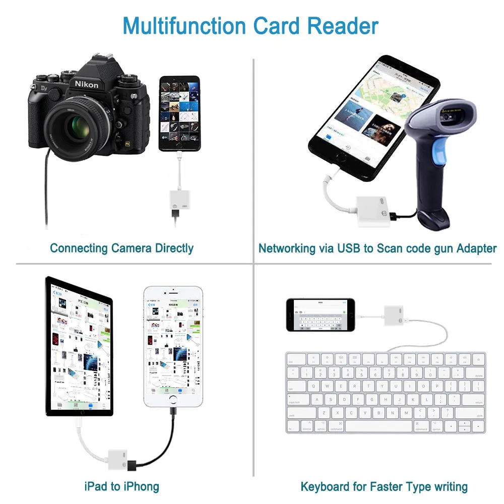 Lightning  iPhone to USB 3.0 OTG Camera Adapter/Cable Cord with Charging for iPhone/iPad