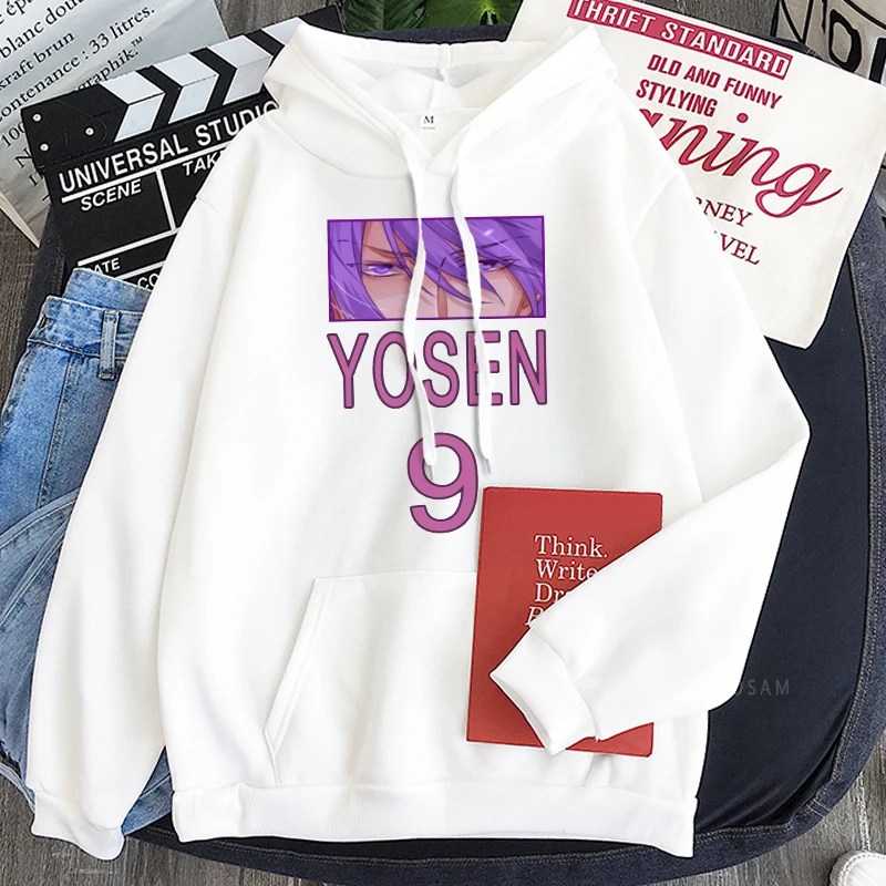 

Anime Kuroko's Basketball Atsushi Murasakibara Eyes Hoodie Fashion Cartoon Printed Patchwork Women Sweatshirts