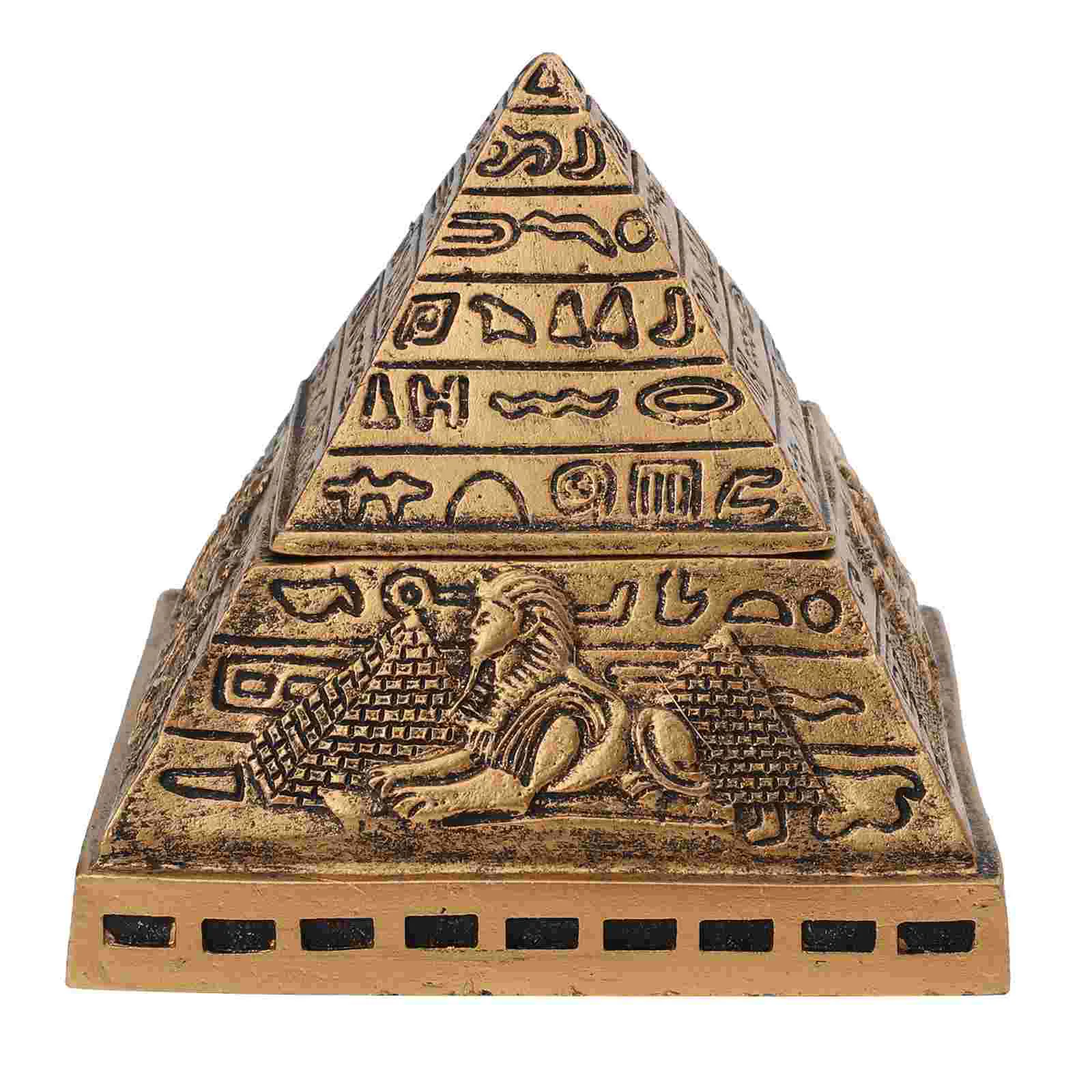 

Pyramid Box Resin Ornament Adornment Photography Props Egyptian Decor Home Model Desktop Statue Vintage