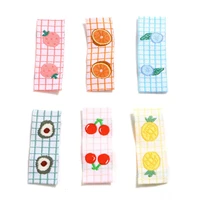 100pcs cute grid fruit embroidery label tags kids garment fabric clothes care shoes bag clothing care labels washable sewing