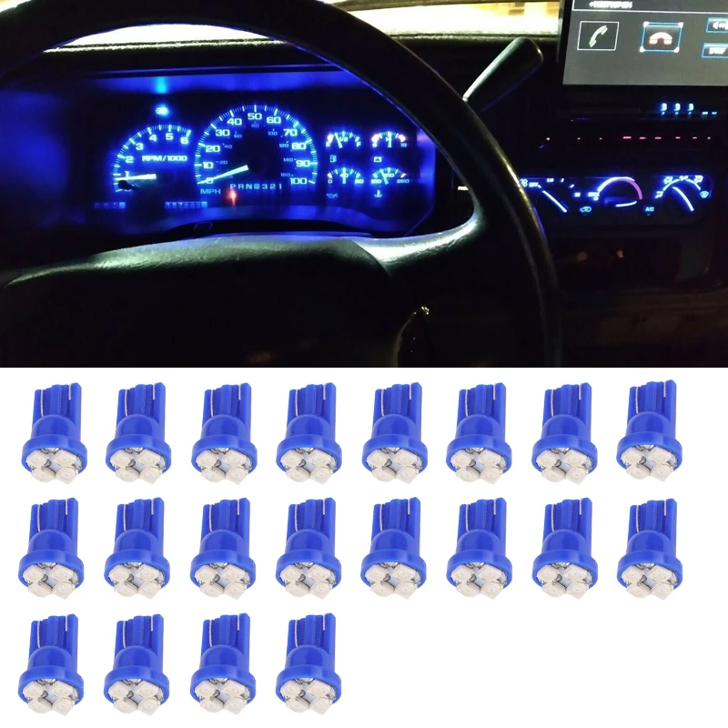 

20 шт., 12 в пост. Тока, T10, W5W, 168, 194, 4-SMD, голубой цвет, фонари для приборной панели, Универсальные высококачественные лампы для приборной панели