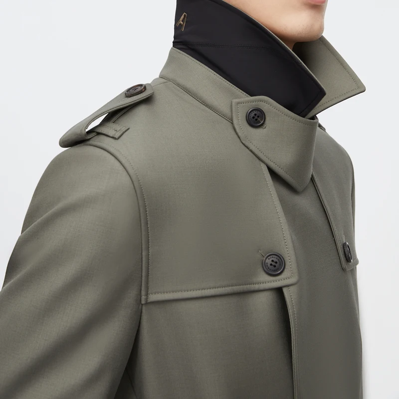 Мужской двубортный длинный Тренч BOSIDENG с вырезом на воротнике Повседневная