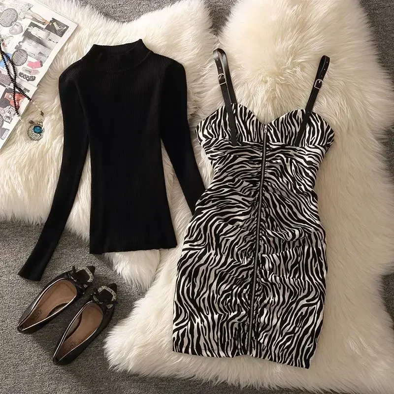 2024 весеннее новое тонкое темпераментное платье-футляр с рисунком зебры