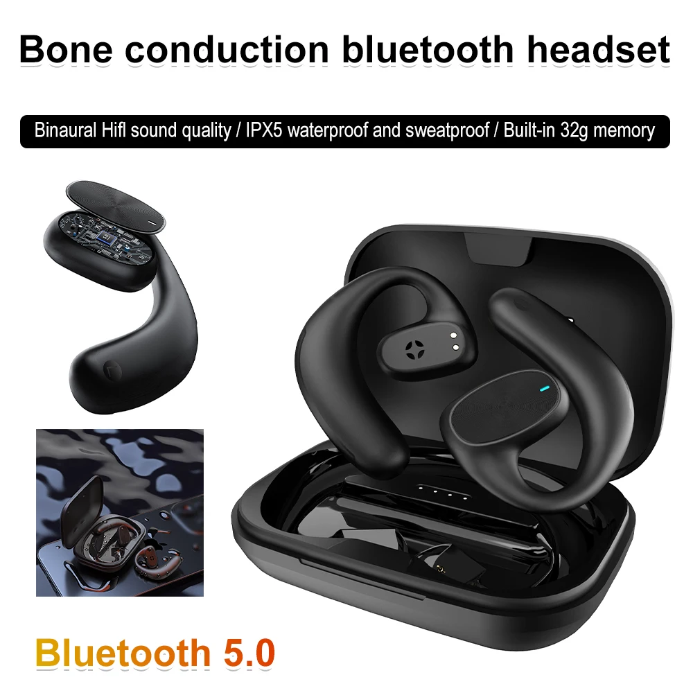 

Наушники с костной проводимостью, беспроводные bluetooth-наушники, наушники с крючком, Спортивная сенсорная гарнитура с микрофоном