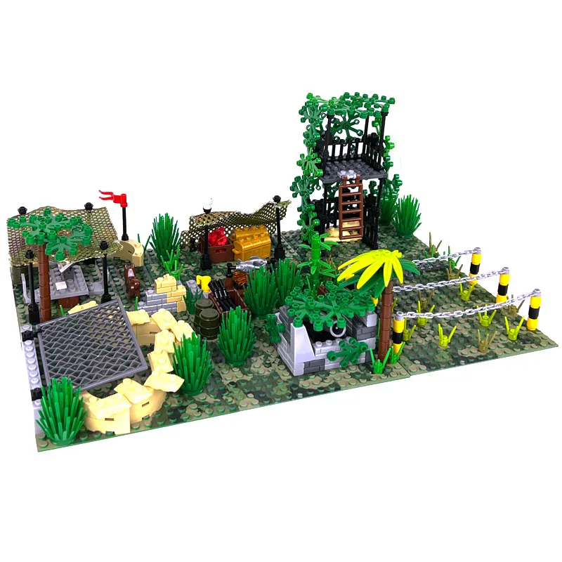 

Jungle Barracks Base Scene Military MOC Building Blocks Special Forces Training Camp Sentry Post Bricks Kit Compatible With LEGO