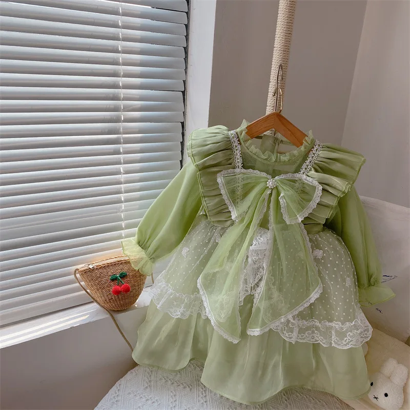 

Spring Victorian Retro Lolita Dress for Girl Kid Short Sleeve Maid Costume Child Tutu Skirt Princess Girls' Dresses Clothes Lace