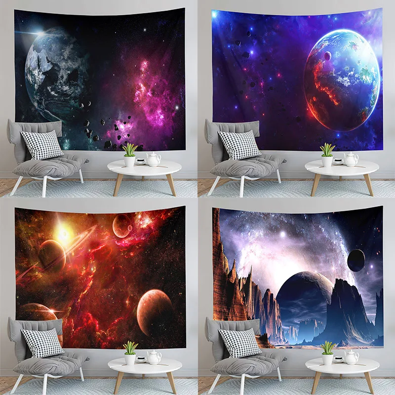 

Galaxy Tapestry Universe Outer Space Earth Landscape Tapestry Wall Hanging Bedroom Living Room Dormitory Can Be Customized