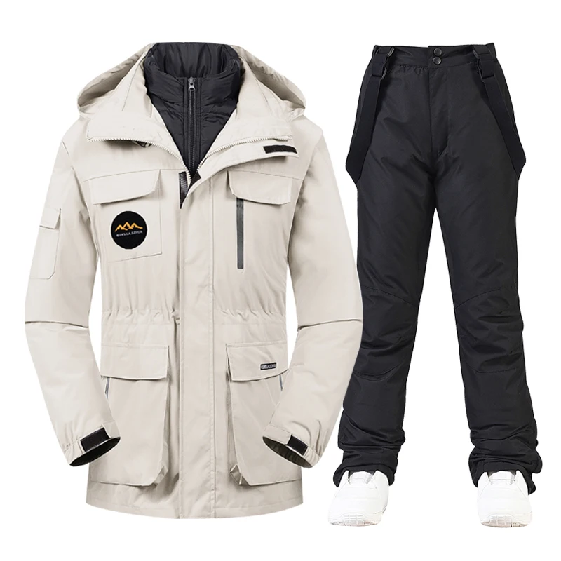

Новинка, зимняя мужская флисовая куртка и брюки для мужчин, теплые водонепроницаемые ветрозащитные костюмы для катания на лыжах и сноуборд...