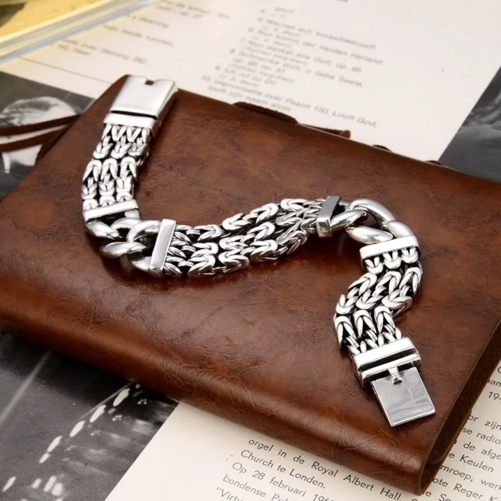 Настоящая твердая цепочка из стерлингового серебра 925 пробы для мужчин Lucky Three