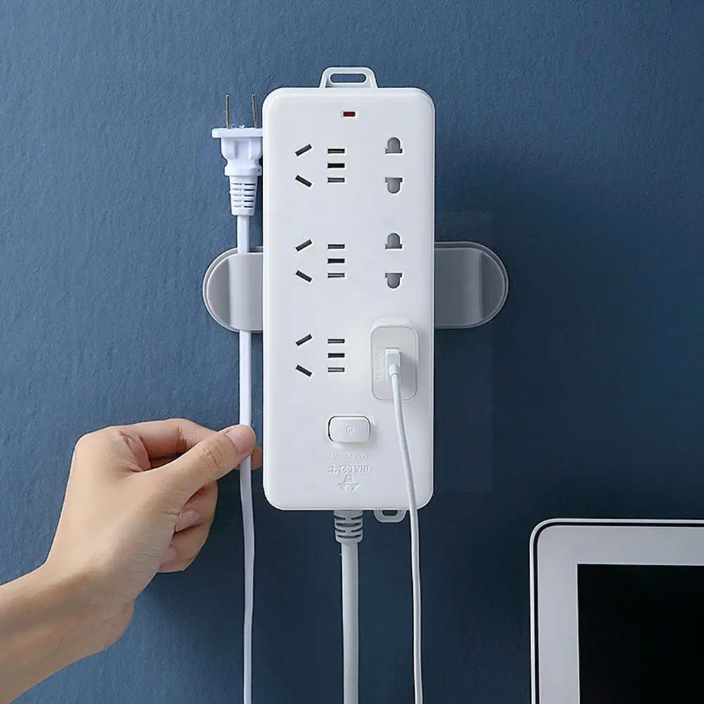 

Socket Extension And Cable Holder Multifunctional Punch-free Storage Safety Strong Rack Hanger Strip Socket Plug Holder Ele I6J6