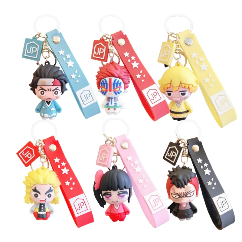 

New Demon Slayer Anime Figure Doll Kamado Nezuko Kamado Tanjirou Agatsuma Zenitsu Keychain no Yaiba Car Bag Pendant Girl Gifts