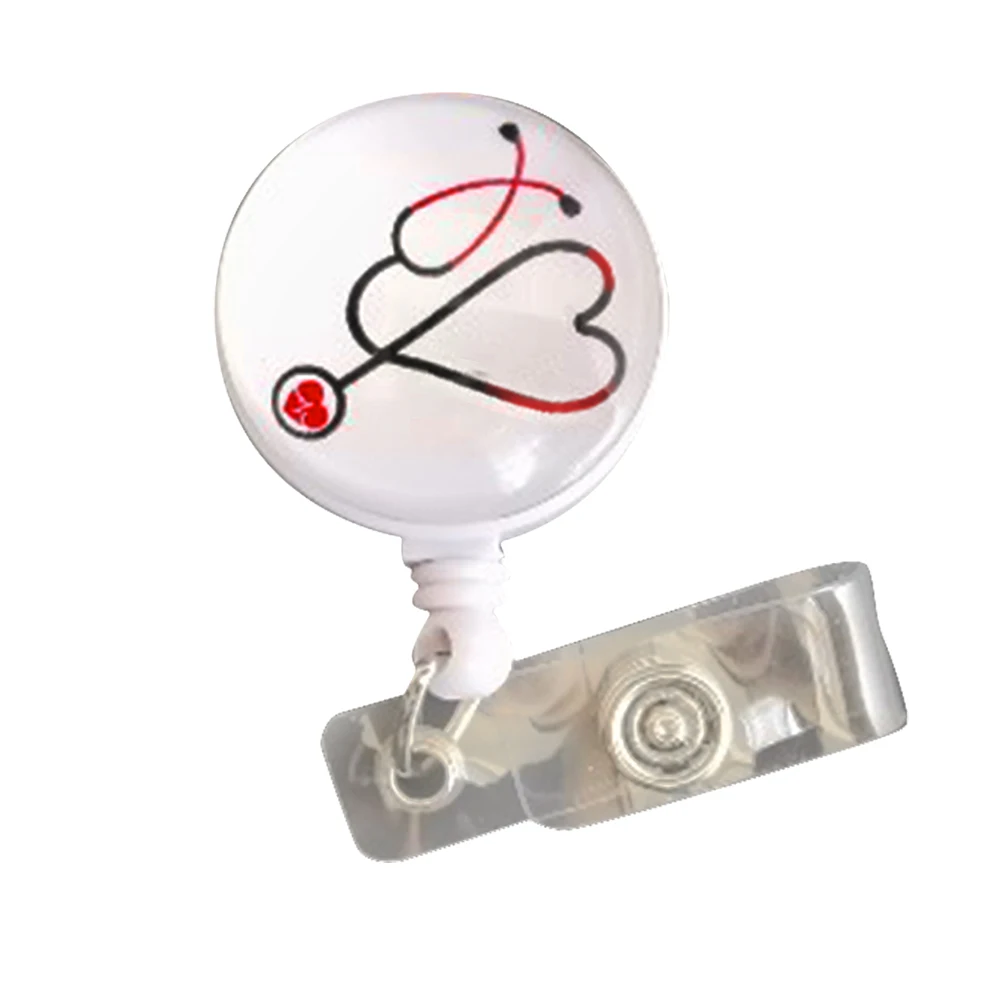 

Cute Retractable Student Teacher Display Tag ID Card Holder Badge Reel Round Gift ABS Portable Office Worker School With Clip