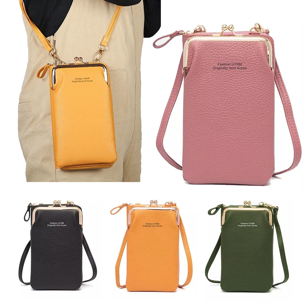 

Women Phone Bag Coin Purse PU Leather Zipper Shoulder Bag Card Holders Crossbody Bag Wallet Clutch Universal Phone Pouch