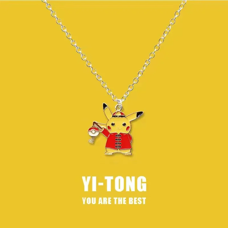 

Pokemon Anime Decor Pikachu Necklace Pendant Cartoon Cute Shape Alloy Electroplating Boys and Girls Christmas Birthday Gift