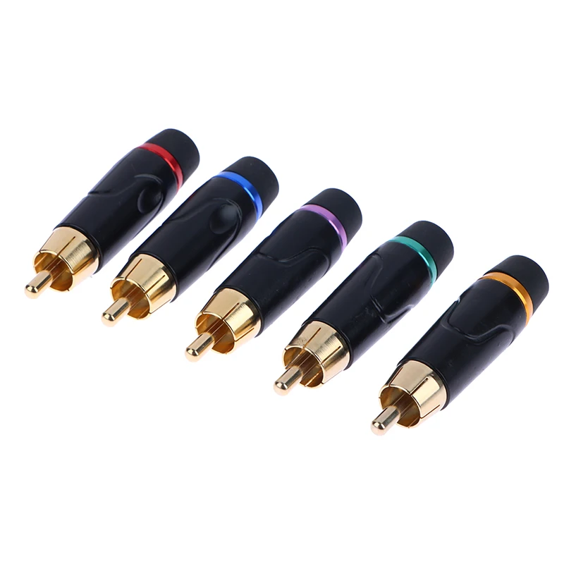 

1PC Hifi RCA Male Plug Pure Copper Gold Plating 6mm RCA Connector Solder Video Audio Adapter RCA Socket Terminals Speaker Cable