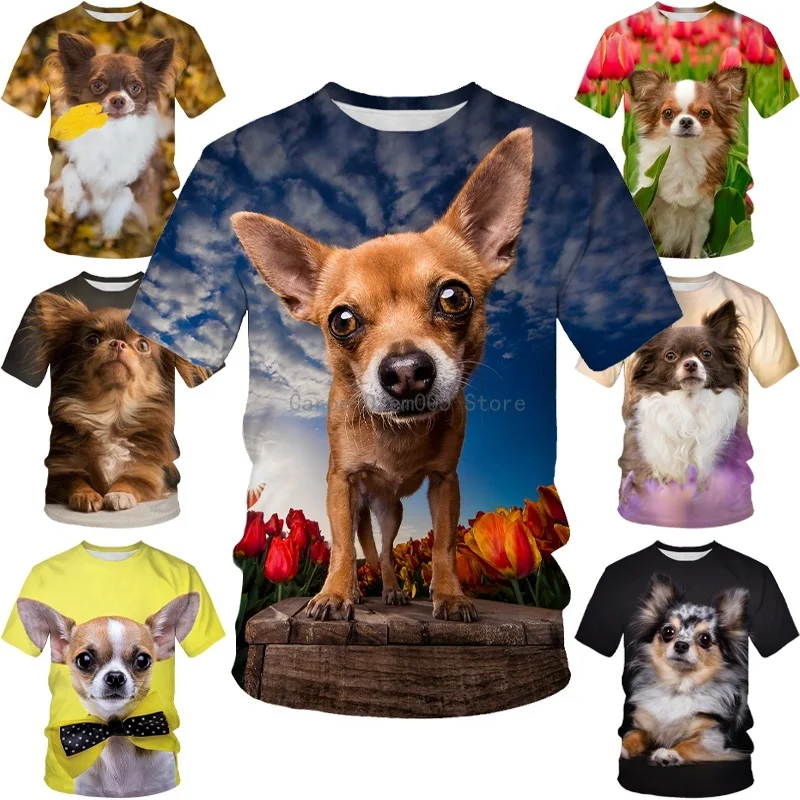 

New Fashion Unisex Cute Pets Dog T-Shirts Chihuahua Prints Casual Funny T-Shirts Tops