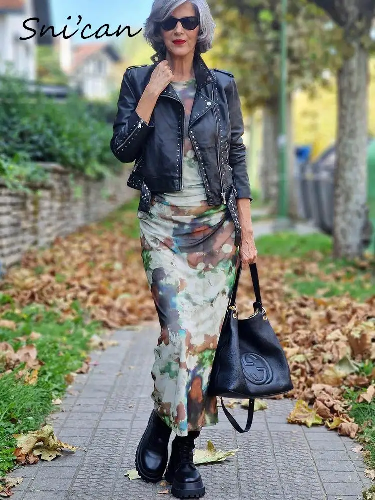 

Платье женское Сетчатое оверсайз с длинным рукавом и круглым вырезом