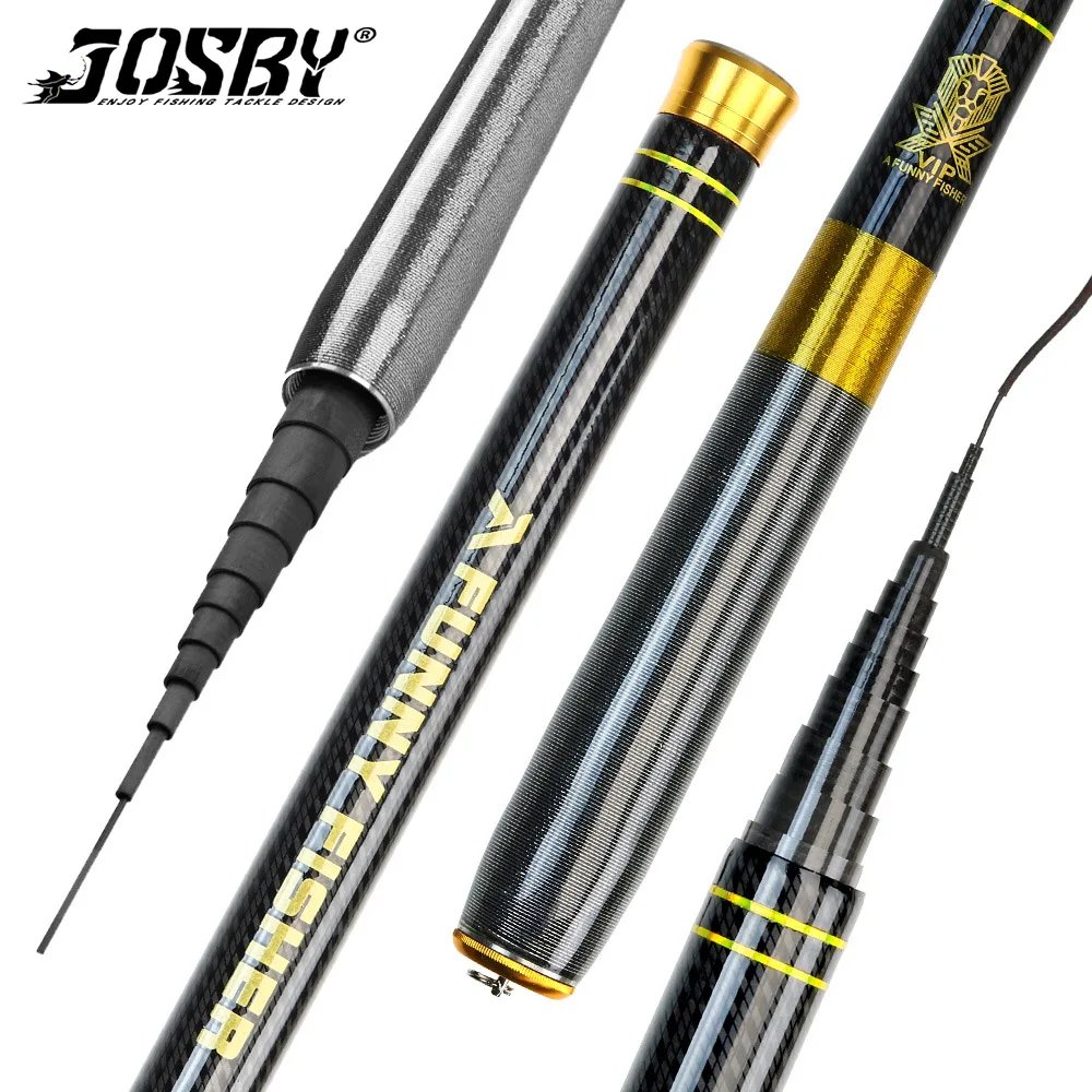 

JOSBY Super Light Hard Carbon Fiber / FRP Hand Telescopic Fishing Rod 2.7M/3.6M/4.5M/5.4M/6.3M/7.2M Freshwater Stream Pole Pesca