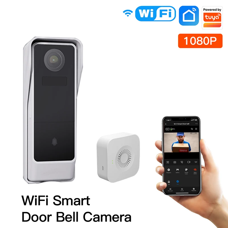 Tuya Wifi 1080P HD Wireless Video Doorbell Camera PIR Motion Detection Outdoor Intercom Two Way Audio Night Vision Camera