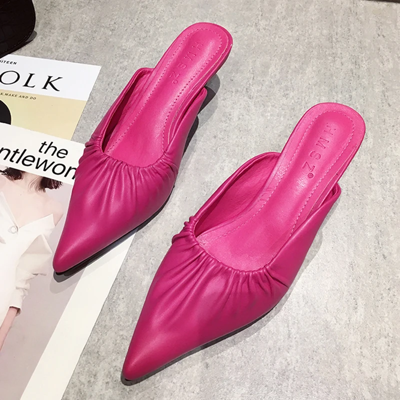 

Fashion Women New Mules Slippers Thin Heels Shoes Female Pointed Toe Casual Outdoor Slides Ladies 2022 Summer Slippers Pumps