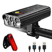usb rechargeable led bike lights front bicycle handlebar headlight cycling torch camping flashlight with taillight