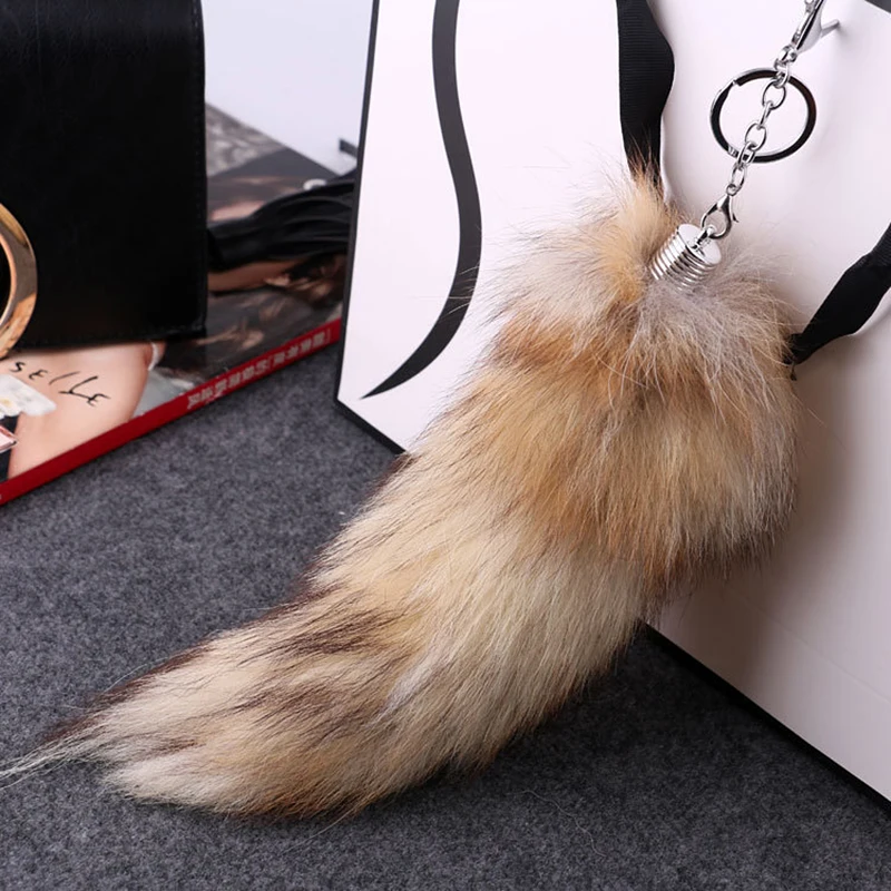 

New Fashion Wolf Fox Tail Fur Keychains Unisex Pompom Pendant Car Keyring Holder Cute Key Chain Charm Bag Accessories Gifts Char
