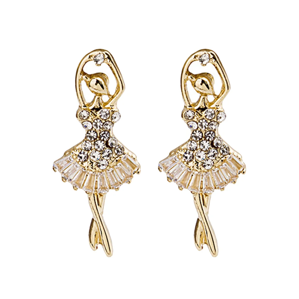 Серьги-гвоздики для танцевальной девушки с кубическим цирконием микро