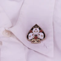 skull death card ace of spades hard enamel pin dark heart lapel pin badge beautiful gothic art brooch golden metal badge jewelry