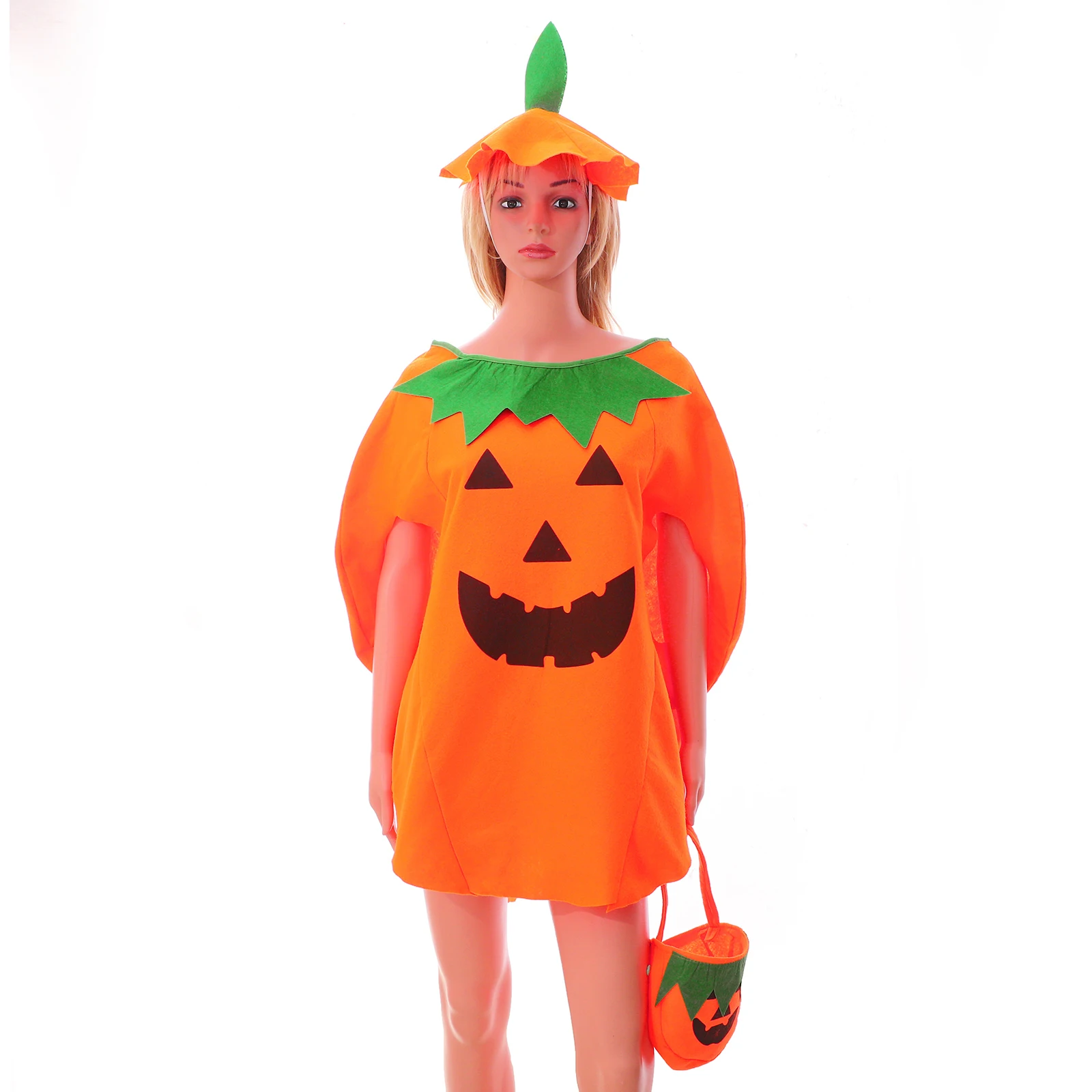 

Halloween Gifts Pumpkin Cloak Outfits Adult Children Pumpkin Costume Masquerade Pumpkin Hat Handbag Set for Cosplay Party Wear