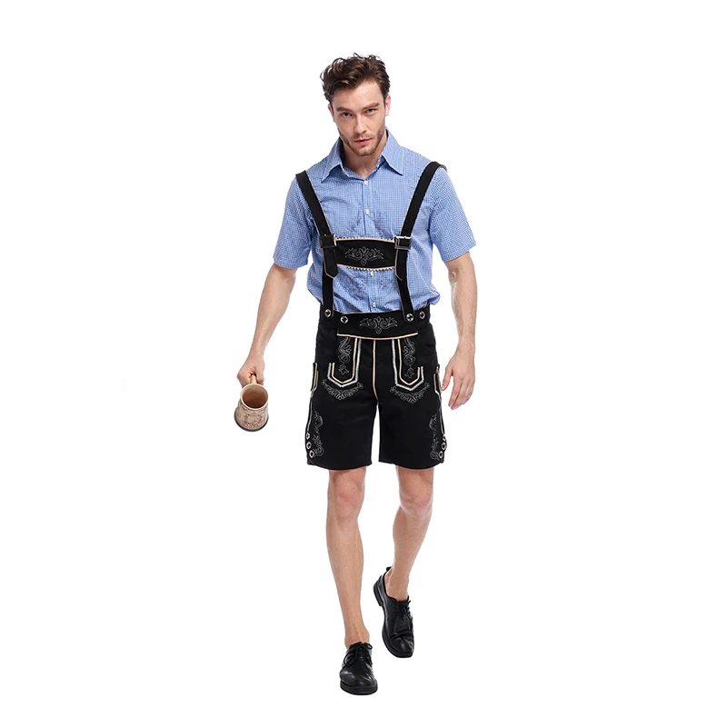 

Genuine Leather German Beer Man Costumes Adult German Bavarian Oktoberfest Costume Men Halloween Cosplay Costumes