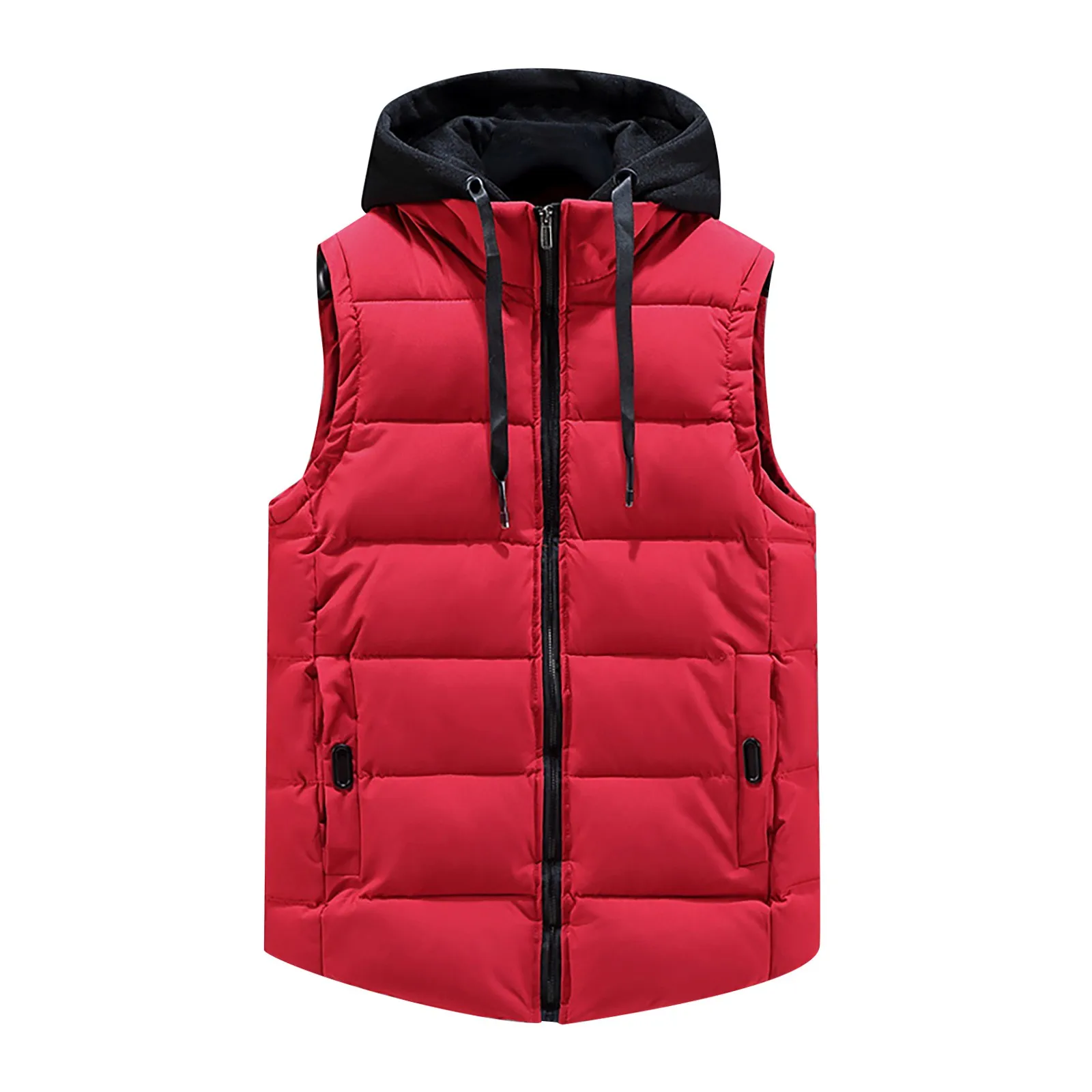 Women's Winter Warm Down Vest Coat Thick Padded Sleevele Outerwear Casual Vest Parka With Hood Zipper Solid Jacket Down Coat