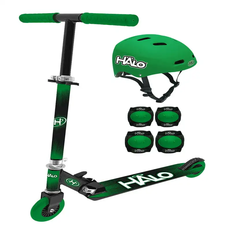 

Rise Above 6 piece Scooter Combo - Green - Including 1 Premium Inline Scooter, 1 Size Adjustable Multi-Sport Helmet, 2 Elbow Pad