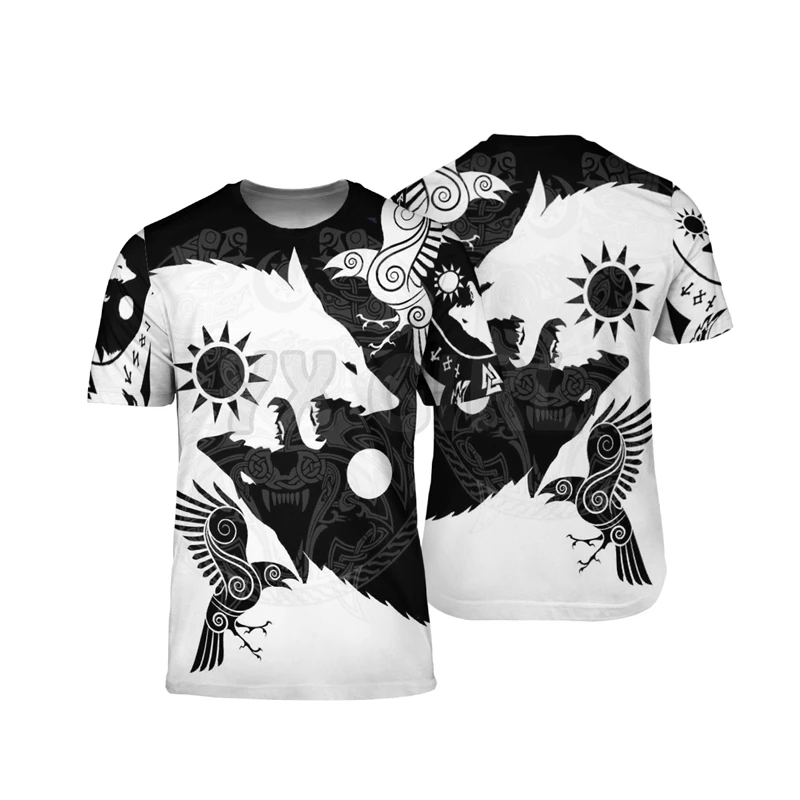 

2022 Summer Fashion Men t shirt Viking Wolf Eagle 3D All Over Printed T Shirts Tee Tops shirts Unisex Tshirt