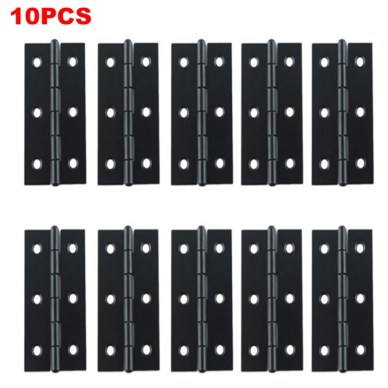 

10PCS Black Iron Door Hinges Furniture Hardware Butt Hinges For Window Cabinet Drawer Dresser With Screws Home Repair Tools