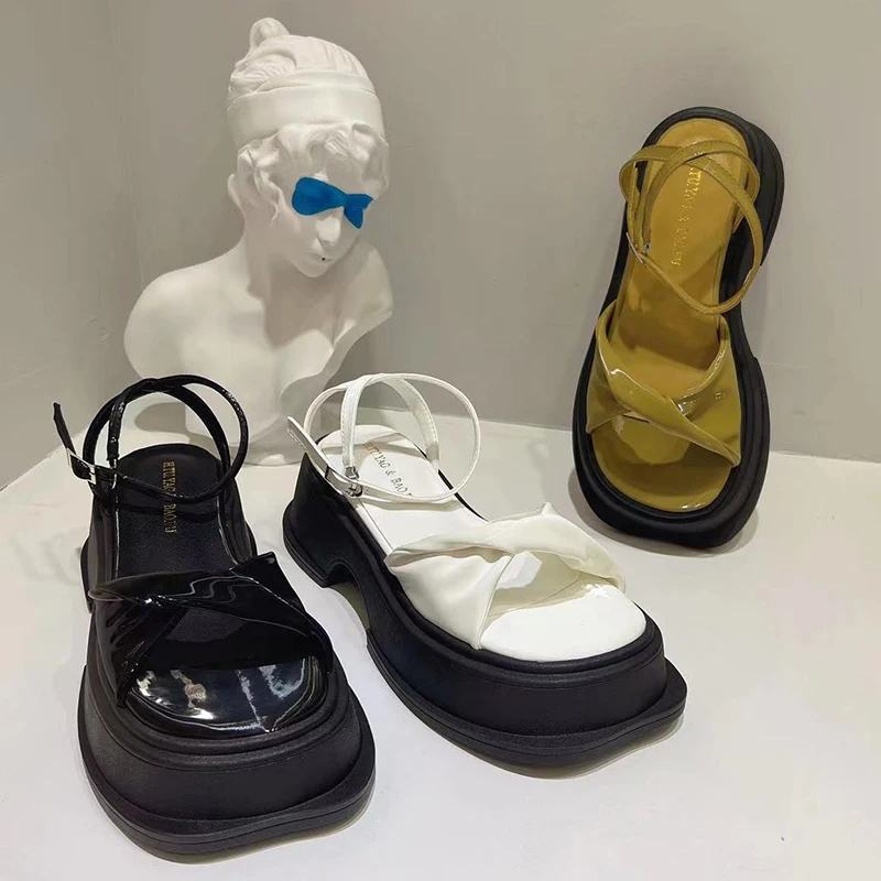 

Сандалии-гладиаторы женские на платформе, Босоножки с открытым носком, повседневная обувь для улицы, плоская подошва, лето 2022