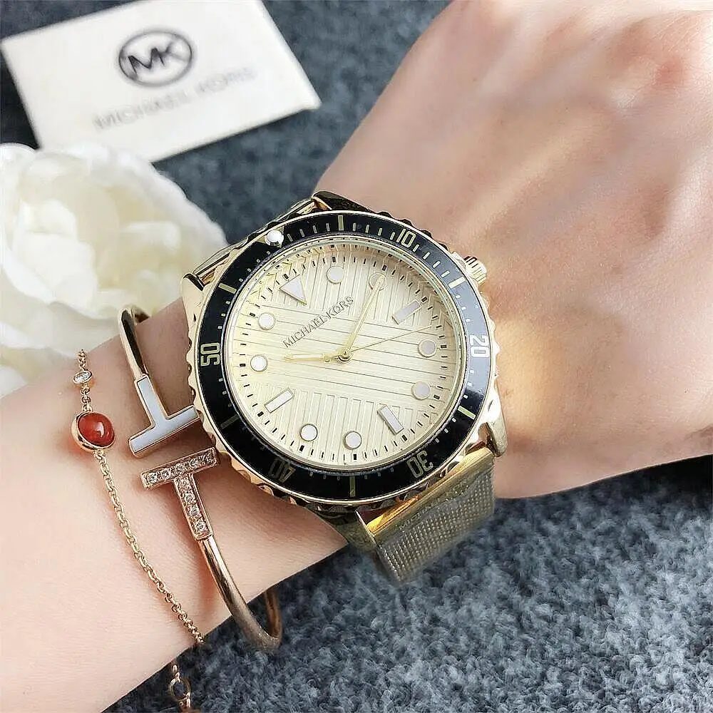 Фото Новые женские кварцевые часы Michael Kors, модные повседневные наручные часы из сплава, роскошный дизайн, хронограф, элегантный подарок для женщин №2