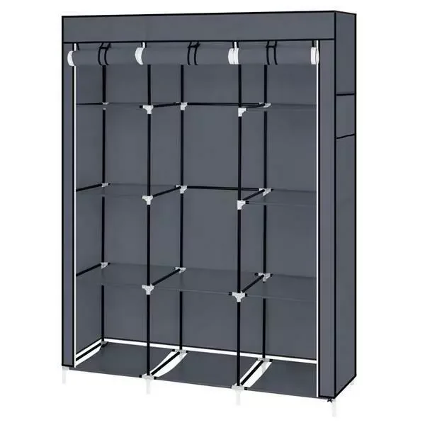 

67" Portable Closet Organizer Wardrobe Storage Organizer with 10 Shelves Gray