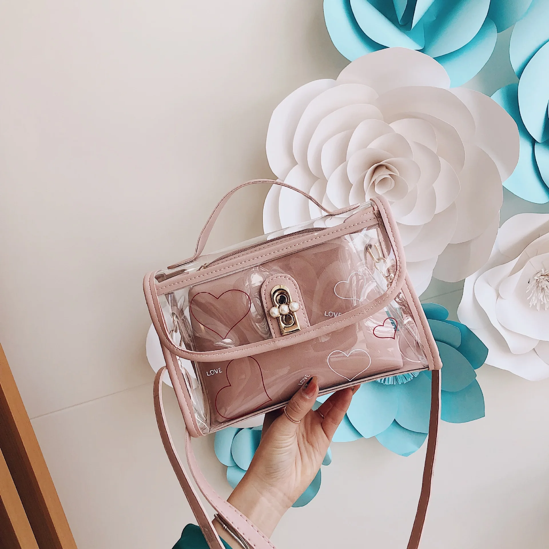 

Прозрачная сумка через плечо, Женская Новинка весна-лето 2021, Корейская пляжная прозрачная сумка из ПВХ для ребенка и матери, сумка-мессендже...