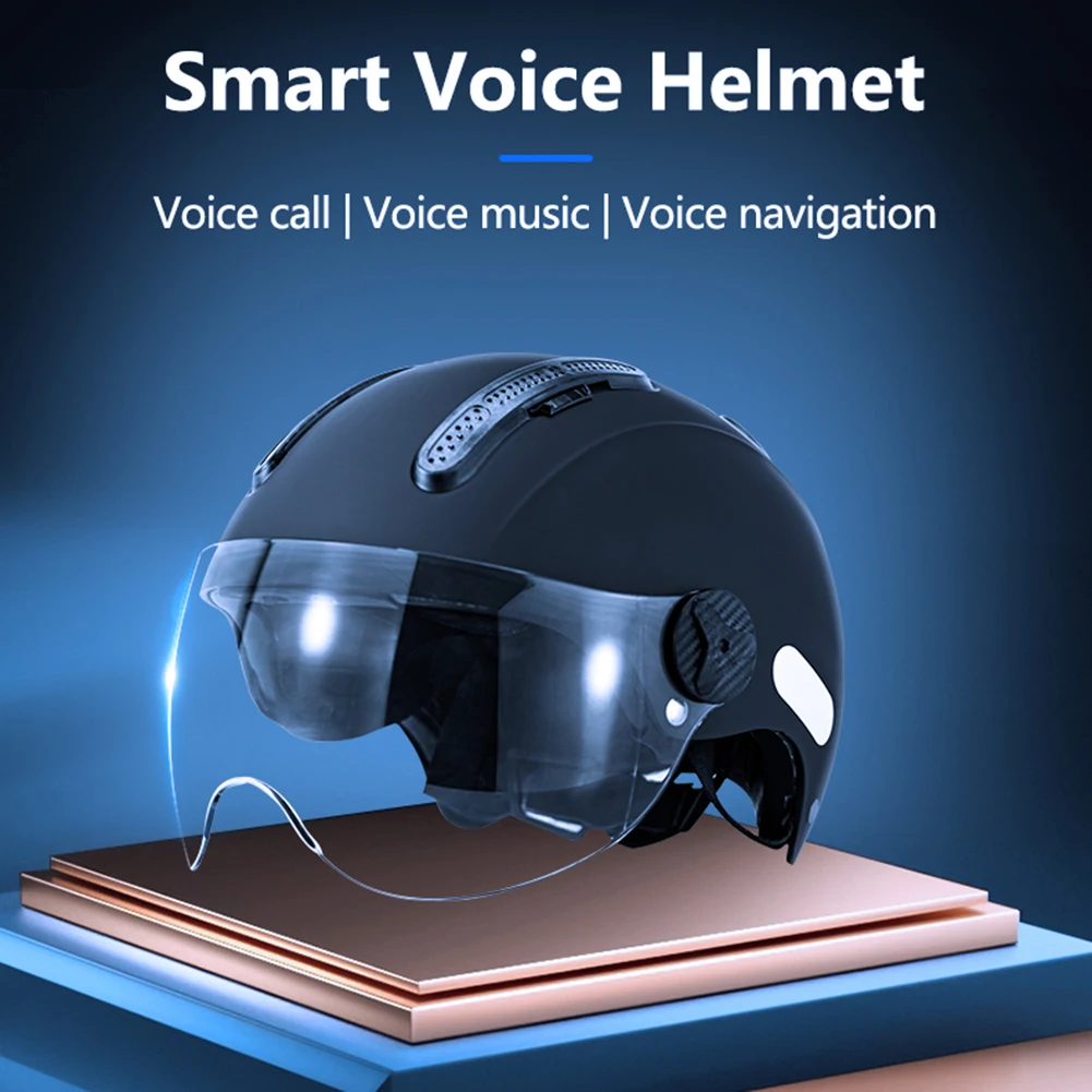 Smart Motorcycle Helmet Bluetooth-compatible5.1 Rechargeable 500 mAh Unisex Helmet Support Voice Assistant/Call/Music/Navigation